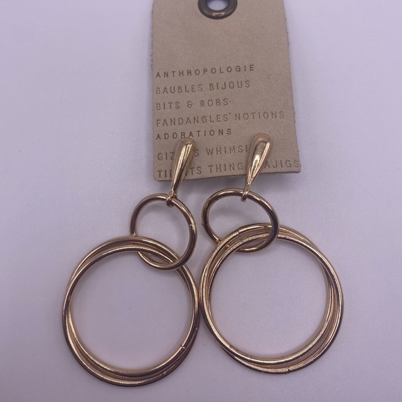 Anthropologie Gold Geometric Circle Earrings
